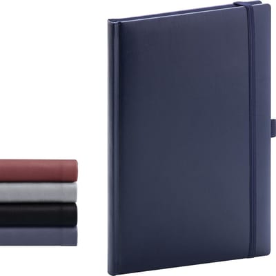 SnelShoppen - Notitieboek Dotted Hardcover A5 met Elastische Band en Penhouder - 15 x 21 cm - 192 Pagina's - Donkerblauw - Ideaal voor Notities, Dagbo