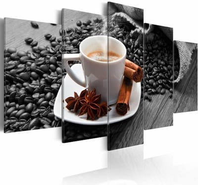Schilderij - Koffie in de ochtend , 5 luik