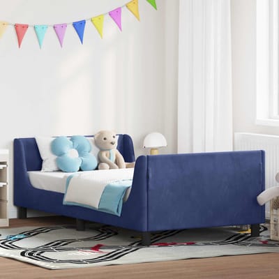 vidaXL - Kinderen - bedframe - met - hoofdboard - Politieblauw - 80 - x - 200 - cm