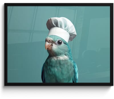 Fotolijst inclusief poster - Posterlijst 70x50 cm - Posters - Parkiet - Vogel - Koksmuts - Cute - Foto in lijst - Keuken decoratie muur - Wanddecoratie accessoires - Muurdecoratie - Schilderijen