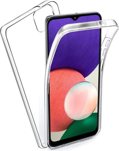 Hoesje geschikt voor Samsung Galaxy A22 5G - 360 Graden Case 2 in 1 Hoes Transparant + Ingebouwde Siliconen TPU Cover Screenprotector