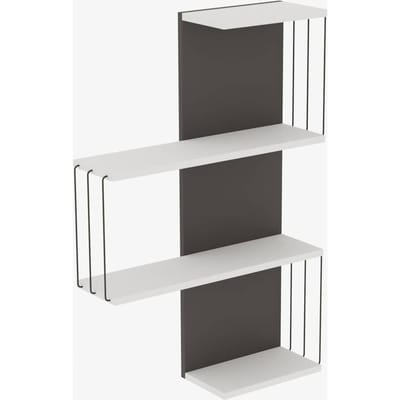 Asir Muurplank - Wit-Antraciet - 64 x 96 x 19 cm