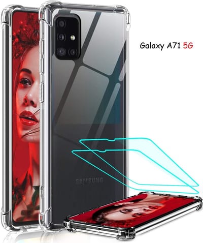 Hoesje Geschikt Voor Samsung Galaxy A71 5G siliconen Hoesje - Extra Stevige Randen -Hoesje Dun TPU Transparant / Galaxy A71 5G 2X screenprotector tempered glass