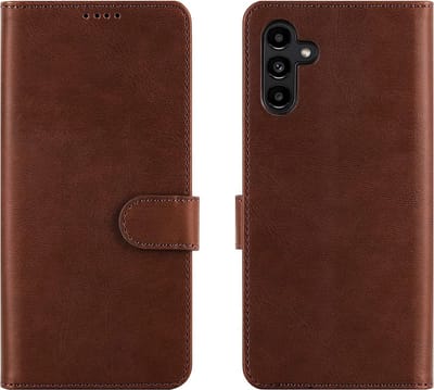 LuxeBass Hoesje geschikt voor Samsung Galaxy A13 5G - Boekhoesje - Bruin - Portemonneehoesje gsm hoesje - telefoonhoes - telefoonhoesjes