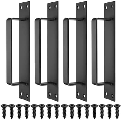 PromoHome 4 stuks zwarte schuifdeurgrepen - Duurzame deurhandgrepen voor houten poorten, keukenkasten, schuren en kasten - 7,8 x 1,6 cm - Set van 4