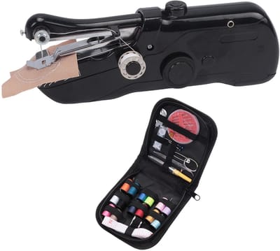 Mini Naaimachine - Met naaipakket - Handheld Naaimachine - Naaiset - Sewing Machine Beginners Set - Electronische naaimachine - Draadloos Sewing Machine - Draagbaar & Elektrisch - Werkt op Stekker & Batterijen - Ideaal voor Beginners en Reparaties