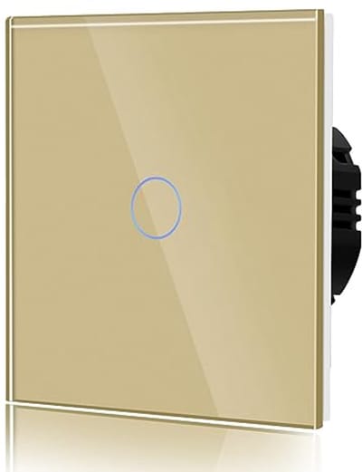 Touch Lichtschakelaar met Gehard Glas en LED Achtergrondverlichting - 1 Vak - Goudkleurig