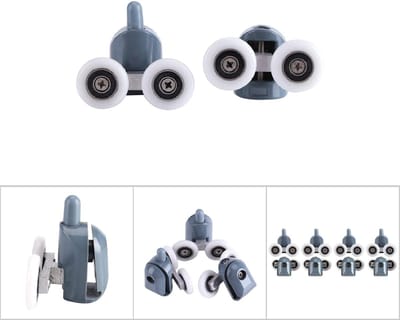Dailygoods- Douchedeurrollers 8 Stuks - Enkel/Dubbel Wiel - Nylon/Aluminium - Voor 5/6 Mm Glazen Deuren - Rolmaat 25 Mm - Schokbestendig - Douchedeurwielen