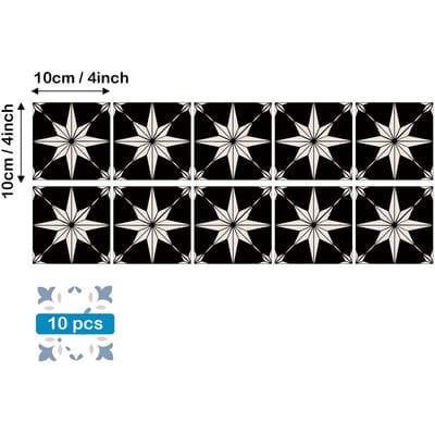 10 stuks Boheemse Stijl Zelfklevende Tegel Muurstickers, Waterdichte Woonkamer Keuken Slaapkamer Muurstickers, Vinyl Muurstickers, Huis Muurdecoratie 10pcs