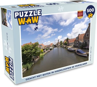 Puzzel Gracht met boten in Hindeloopen in Friesland - Legpuzzel - Puzzel 500 stukjes