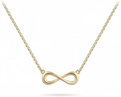 Gisser Jewels - Hanger incl. Collier - Infinity Symbool glad gepolijst - 5mm x 15mm - Lengte 42+5cm - Geelgoud Verguld Zilver 925