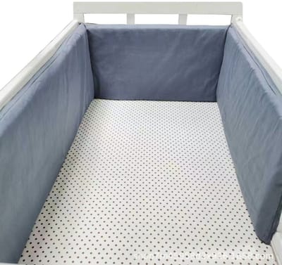 Il Bambini - Bedomrander 180x30cm - Baby Bedbumper Ledikant - Katoen - Effen grijs