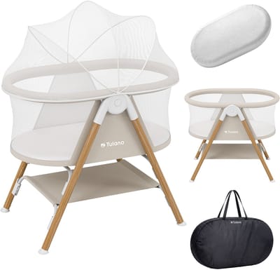 Tulano Dream 20 – Reisbedje met wieltjes en muskietennet – Reisbedje – Beige