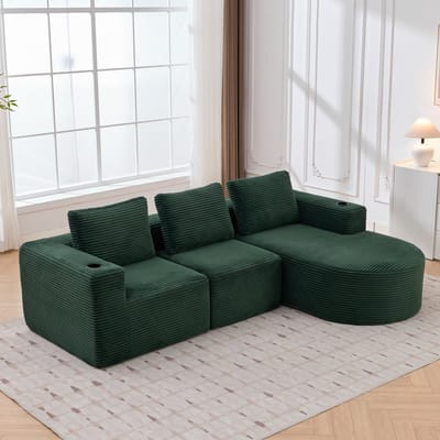 MODFU 2-Zitsbank - Dubbel Comfortsysteem - Eenvoudig Ontwerp - Voor Woonkamer Of Kantoor - Polyester - Retro Groen
