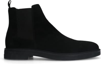 Manfield - Heren - Zwarte suède chelsea boots - Maat 41