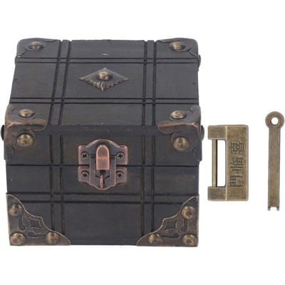 Vintage Houten Doos Retro Antiek Decoratieve Schatkist Koffer Sieradendoos met Slot voor Opbergen