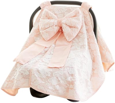 Autostoelkaphoes voor baby’s met strik voor meisjes en jongens, te gebruiken als kinderwagen- en winkelwagenhoes, autostoel- en voedingsdoek voor pasgeborenen