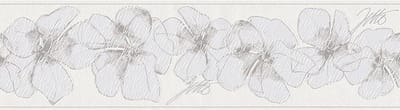 BLOEMEN BEHANGRAND - Bruin Grijs Wit - Bloemenmotief - AS Creation Only Borders
