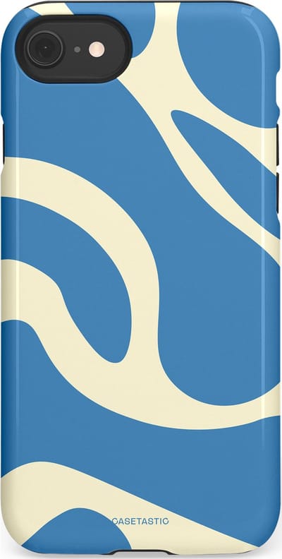 Casetastic hoesje geschikt voor Apple iPhone SE / Apple iPhone 7 / Apple iPhone 8 - Dubbellaagse bescherming - Lichtblauwe water vlekken - Fashion Case - Lavendel Crème Lichtblauw