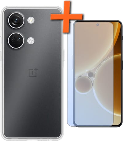 Hoes - Met Screenprotector - Geschikt voor OnePlus Nord 3 - Sterk & Shockproof - Back Cover - Siliconen Case - Telefoon Hoes - Transparant
