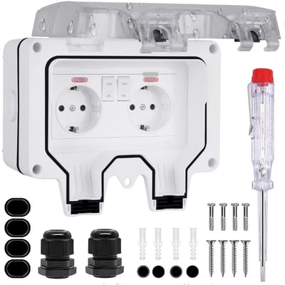 White-Label® Dubbele Stekker voor Stopcontact - Tweeweg Stekker - Verdeelstekker - Stopcontact Splitter - Met Kinderbescherming - Grijs