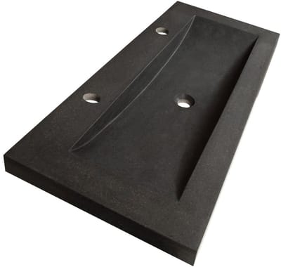 Brauer Magma Wastafel - 120 cm - met 1 Spoelbak en 2 Kraangaten - Natuursteen Basalt Antraciet