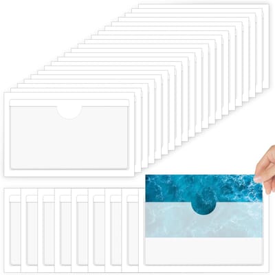 Set van 100 Zelfklevende Labelhouders 10x6cm voor Visitekaartjes, Ideaal voor Kantoor, Thuis en School, Perfect voor Organiseren en Sorteren