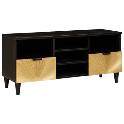 vidaXL - TV - Kast - Zwart - en - Goud - 100 - x - 33 - x - 46 - cm - Bewerkt - hout
