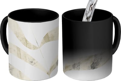 Magische Mok - Foto op Warmte Mokken - Koffiemok - Bladeren - Pastel - Design - Magic Mok - Beker - 350 ML - Theemok