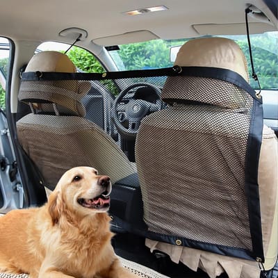 Famanu - Afsluithekje voor honden, autoscheidingsnet, 115 x 62 cm, met verstelbaar touw en haak, autohondennet, veiligheidsnet, scheidingsnet tussen huisdier en automobilist, veiligheidsnet voor honden