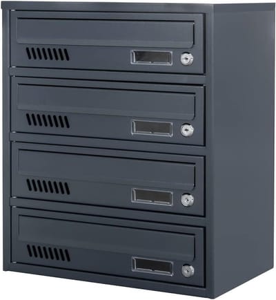 Brievenbus Systeem - Postkast - Post Ontvangen - Vandaalbestendig Staal - 4 Deuren - Antraciet
