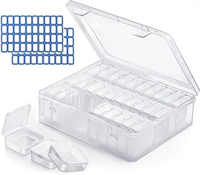 Set van 30 Transparante Opbergdozen 5.5 x 5.5 cm met Flipdeksel voor Kleine Onderdelen, Sieraden en Knutselmaterialen