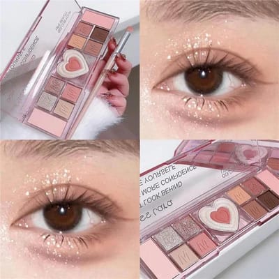 12 Kleuren Liefde Hart Roze Oogschaduw Palette Natuurlijke Glitter Matte Oogschaduw Oog Make-up Cosmetica white