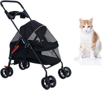 Huisdier Wandelwagen - Dierenbuggy - Comfortabel Reizen - Gemakkelijk Opvouwbaar - 30 x 19.25 x 38.3 inch - A