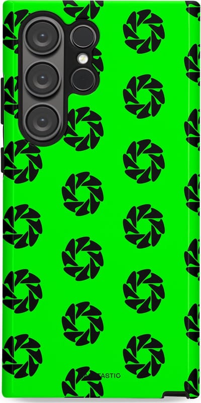Casetastic hoesje geschikt voor Samsung Galaxy S23 Ultra - Dubbellaagse bescherming - Neon Groene Cirkels - Fashion Case - Groen Zwart