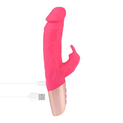Natuurlijke rabbitvibrator van siliconen, 22 cm