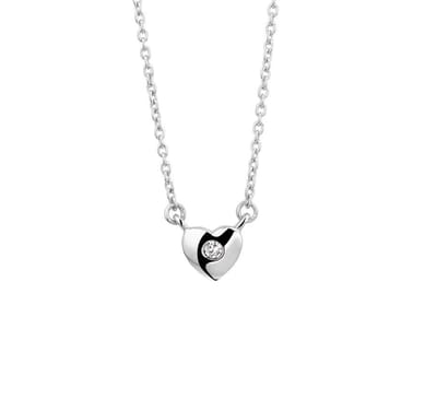 YO&NO - Ketting - Zilver - Anker - Hart - Zirkonia - 1,5mm - 36 + 4cm - Kinderen - Gerhodineerd - Zilver 925