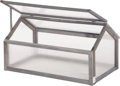 Outsunny kas - dennenhout - kunststof - grijs - 90L x 52B x 49,5H cm