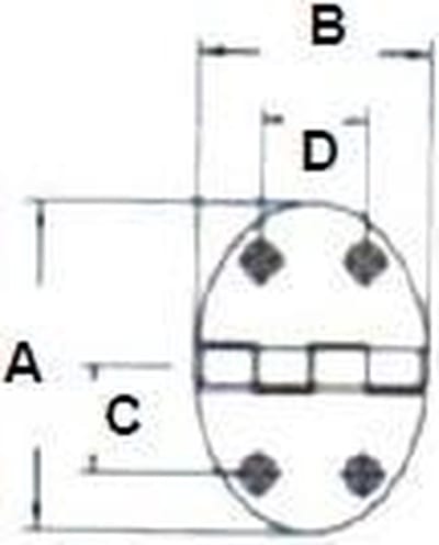 Goldenship Ovaal Rvs Scharnier 2 Eenheden Zilver 67 x 48 mm