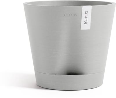 Ecopots Venice 2 20 - White Grey - Ø20,1 x H17,7 cm - Ronde witgrijze bloempot met waterreservoir