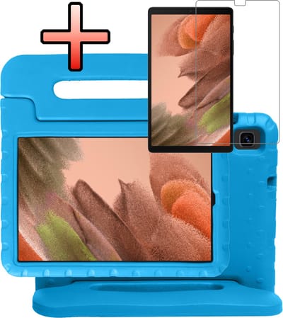 Hoes - Geschikt voor Samsung Galaxy Tab A7 Lite - Met Screenprotector - Kinderhoes Shockproof Bumper - Kidsproof Case - Tablet Hoesje - Kinder Cover - Blauw