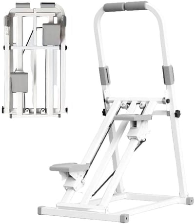 HGTUGO Opvouwbare Klimstepper - Verstelbare Handgreep en Pedalen - Stepper voor Thuis - Cardio Fitnessapparaat tot 136 kg - Wit