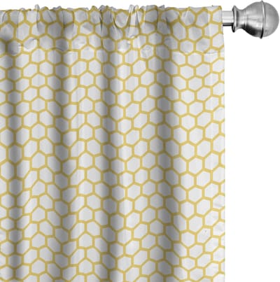 ABAKUHAUS Geel-Wit Gordijnen – 2x75x175 cm – Microfiber, Halfdonkerend