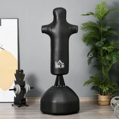 Boksdummy - tot 180cm - In hoogte verstelbaar - Bokspop - Levensgroot - Bokspaal - Verzwaar met water of zand - Bokszak - Staande bokszak - Staande bokszak volwassenen - BOB