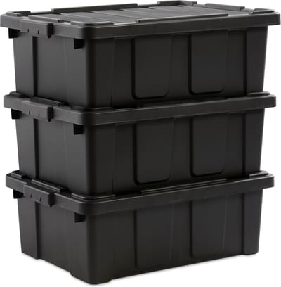 IRIS Powerbox Robuust Opbergbox - 43L - 100% Recycled Kunststof - Zwart - Set van 3