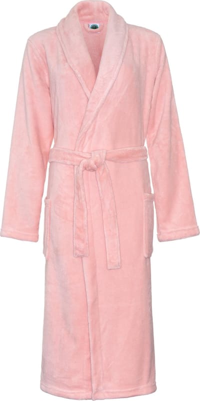 Dames badjas fleece – sjaalkraag – oudroze badjas dames - maat S/M