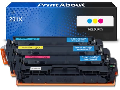 PrintAbout huismerk Toner 201X (CF253XM) 3-kleuren Multipack Hoge capaciteit Geschikt voor HP