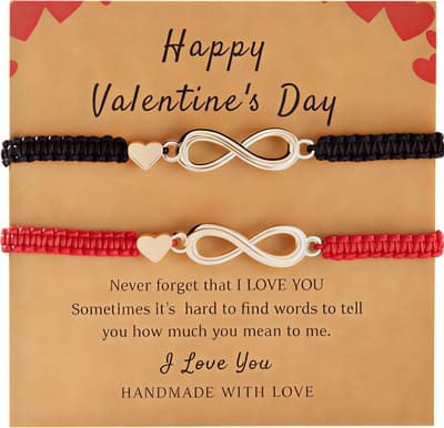 Oneindige Liefde Infinity Charm Paar Armbanden – Zwart - Rood – Handgemaakte Armbanden voor Vrouwen en Mannen – Vriendschapsarmband als Geluks- en Cadeausieraad