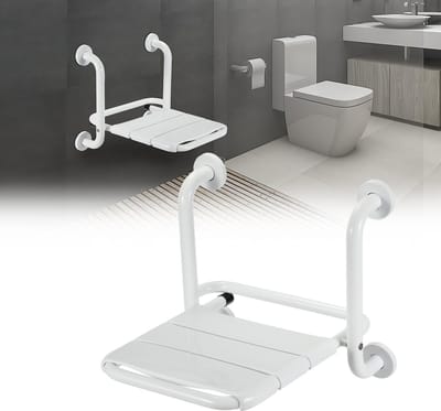 Douchekruk - Opklapbare wandhouder - In hoogte verstelbaar - Wit B 42 x D 35 x H 44 cm