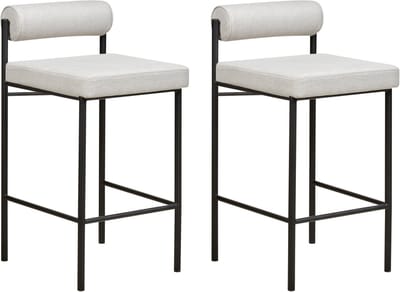 AMAYA - Barkruk set van 2 - Lichtgrijs - Polyester